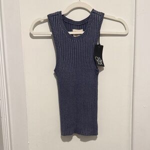 Chaser Blue Ribbed Tank Top